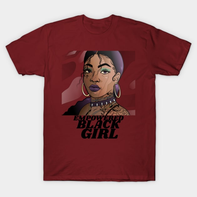 Empowered Black Girl- Confident Tattooed Woman T-Shirt by Eva Wolf
